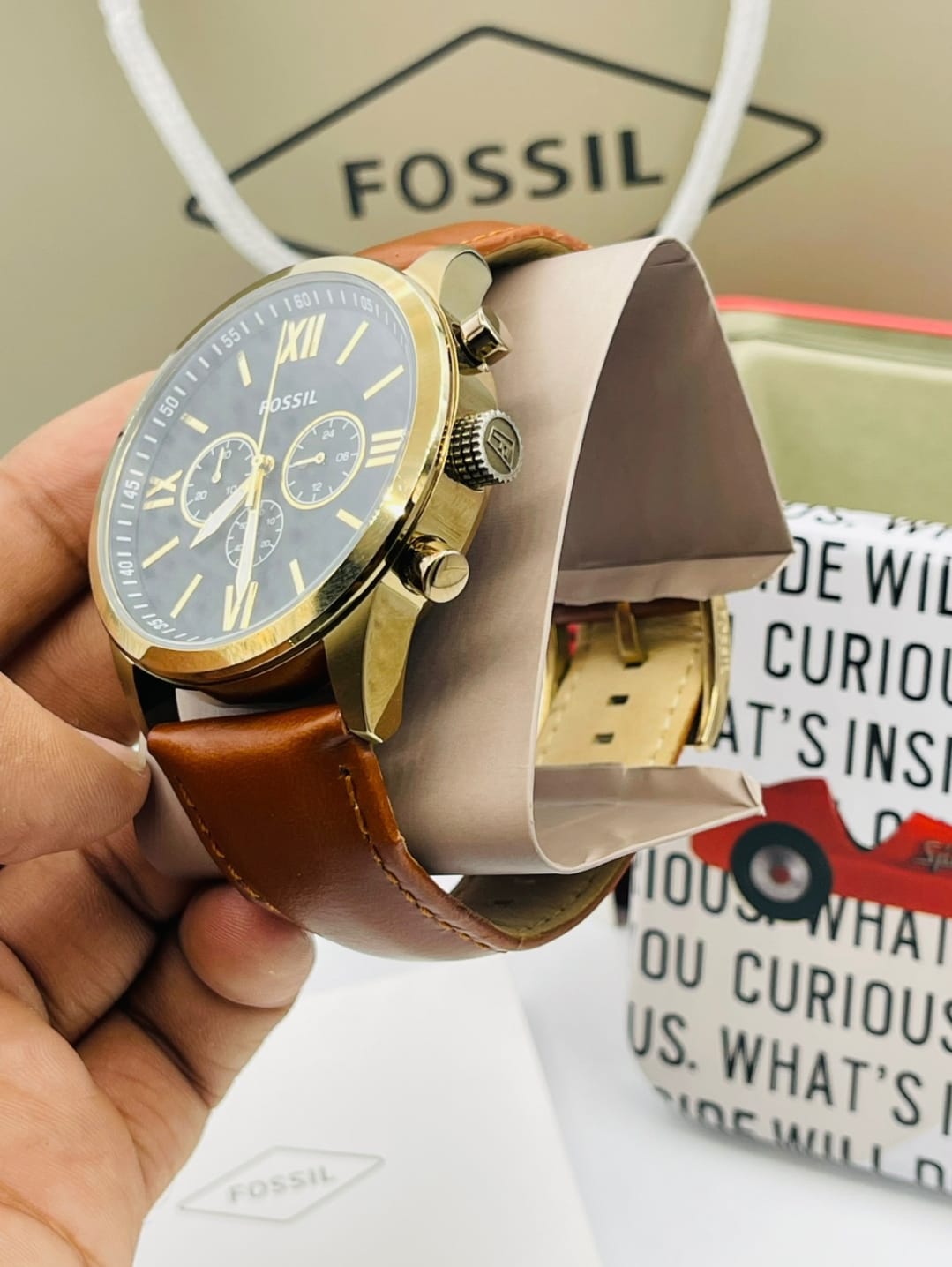 FOSSIL CHRONOGRAPH BROWN LEATHER