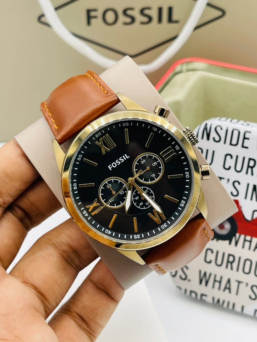FOSSIL CHRONOGRAPH BROWN LEATHER